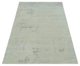 Modern Abstract Beige and Silver Hand loom 5x8 wool and Art Silk Area Rug-Area Rug-Parc Decor