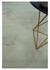 Modern Abstract Beige and Silver Hand loom 5x8 wool and Art Silk Area Rug-Area Rug-Parc Decor