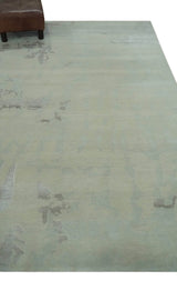 Modern Abstract Beige and Silver Hand loom 5x8 wool and Art Silk Area Rug-Area Rug-Parc Decor