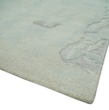 Modern Abstract Beige and Silver Hand loom 5x8 wool and Art Silk Area Rug-Area Rug-Parc Decor