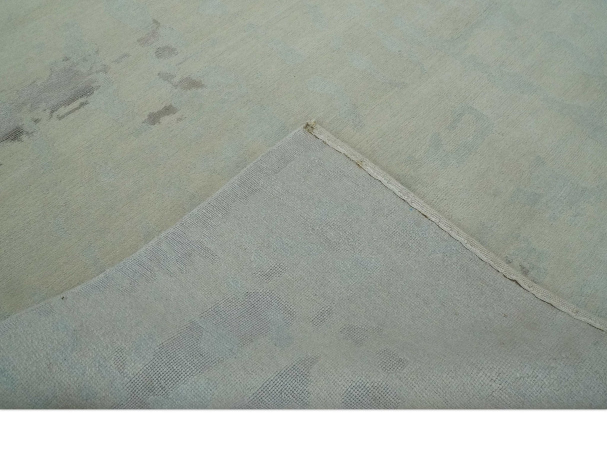 Modern Abstract Beige and Silver Hand loom 5x8 wool and Art Silk Area Rug-Area Rug-Parc Decor