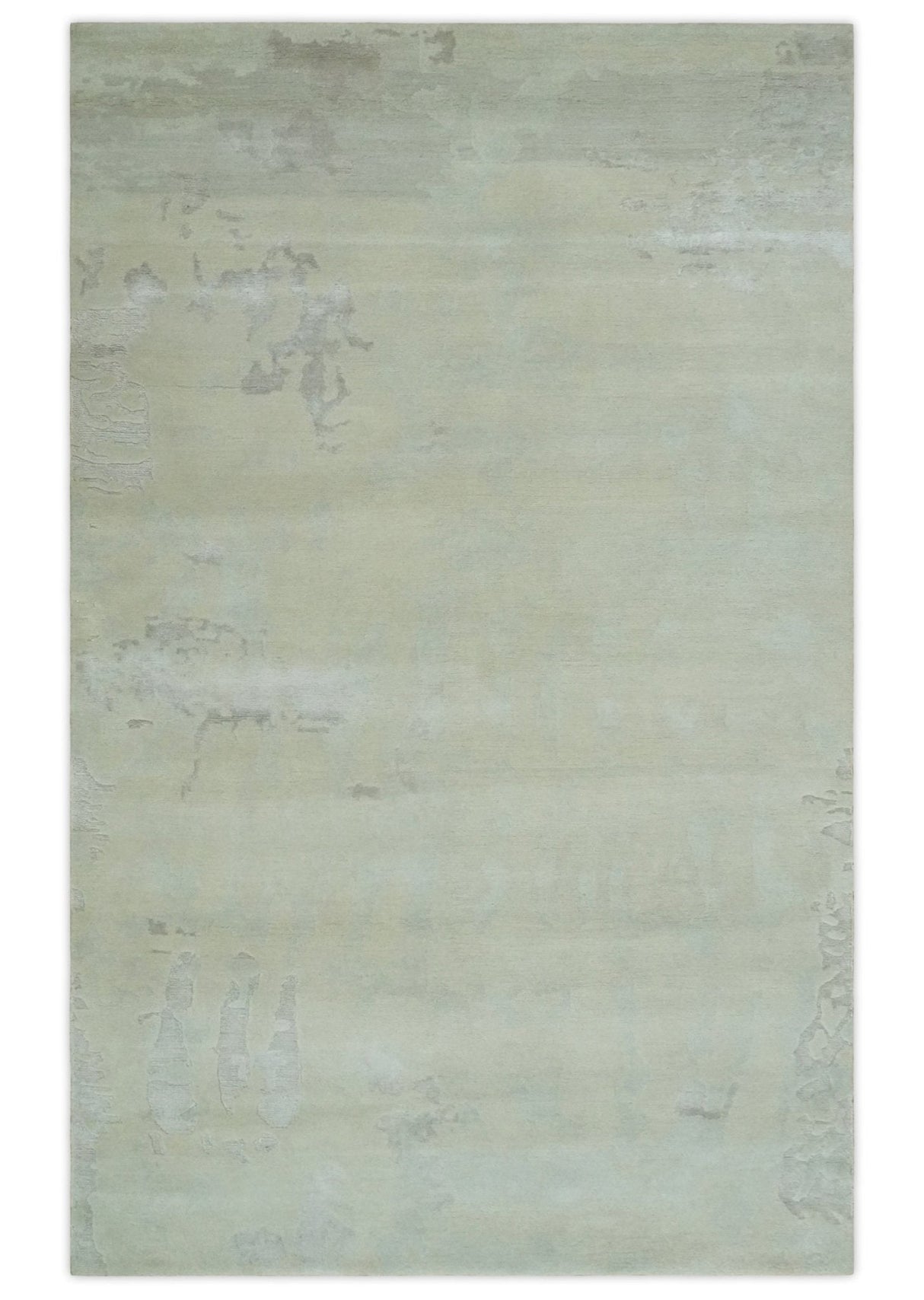 Modern Abstract Beige and Silver Hand loom 5x8 wool and Art Silk Area Rug-Area Rug-Parc Decor