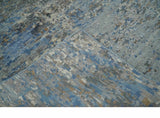 Modern Abstract Beige, Blue and Charcoal Hand knotted 8x10 wool and Bamboo Silk Area Rug