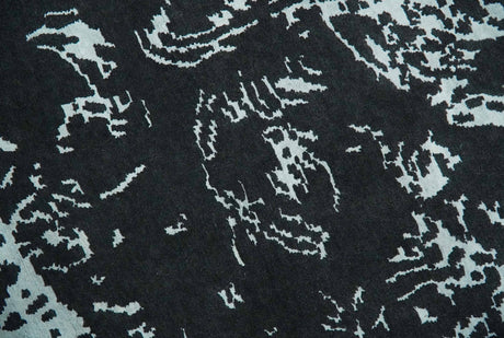 Modern Abstract Black and Silver Hand Knotted 6x9 Wool and Bamboo silk Area Rug