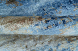Modern Abstract Blue And Beige 4x6 Hand Knotted Bamboo Silk Rug