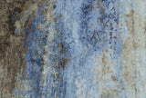 Modern Abstract Blue And Beige 4x6 Hand Knotted Bamboo Silk Rug