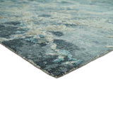 Modern Abstract Blue and Beige Hand Knotted 8x10 Bamboo Silk Rug