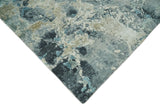 Modern Abstract Blue and Beige Hand Knotted 8x10 Bamboo Silk Rug