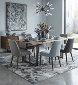Modern Abstract Blue and Beige Hand Knotted 8x10 Bamboo Silk Rug