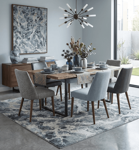 Modern Abstract Blue and Beige Hand Knotted 8x10 Bamboo Silk Rug