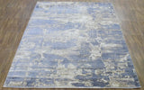Modern Abstract Blue And Beige Hand loom 8x10 Viscose Area Rug