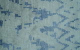 Modern Abstract Blue And Gray Hand Knotted 6x9 Bamboo Silk Area Rug