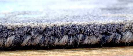 Modern Abstract Blue and Gray Hand Tufted Wool 5x8 Area Rug
