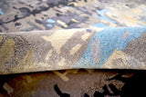 Modern Abstract Blue and Gray Hand Tufted Wool 5x8 Area Rug