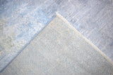 Modern Abstract Blue And Ivory Hand Knotted Bamboo Silk Area Rug