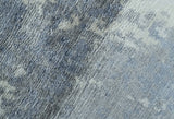 Modern Abstract Blue And Ivory Hand Knotted Wool Area Rug