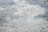 Modern Abstract Blue and Ivory Hand Loom 8x10 Viscose Area Rug