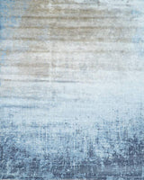 Modern Abstract Blue Hand Knotted bamboo Silk 8x10 Area Rug