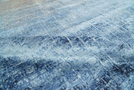 Modern Abstract Blue Hand Knotted bamboo Silk 8x10 Area Rug