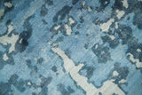 Modern Abstract Blue Hand Loom Blue and Ivory Bamboo Silk 8x10 Area Rug