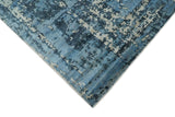 Modern Abstract Blue Hand Loom Blue and Ivory Bamboo Silk 8x10 Area Rug