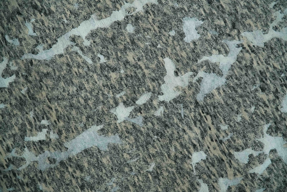 Modern Abstract Charcoal, Beige and Silver Hand Knotted 5.6x8 wool and Bamboo Silk area Rug