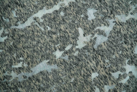 Modern Abstract Charcoal, Beige and Silver Hand Knotted 5.6x8 wool and Bamboo Silk area Rug
