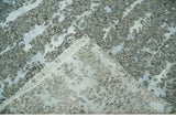Modern Abstract Charcoal, Beige and Silver Hand Knotted 5.6x8 wool and Bamboo Silk area Rug