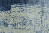 Modern Abstract Design Beige And Blue 9x12 Hand Knotted Bamboo Silk Area Rug