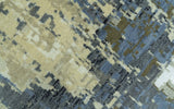 Modern Abstract Design Beige And Blue 9x12 Hand Knotted Wool Area Rug