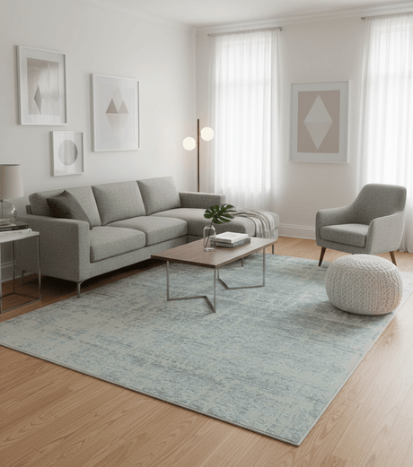 Modern Abstract Design Beige And Gay 8x10 Hand Knotted Wool Area Rug