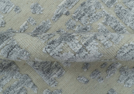 Modern Abstract Design Beige And Gay 8x10 Hand Knotted Wool Area Rug