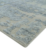 Modern Abstract Design Beige And Gay 8x10 Hand Knotted Wool Area Rug