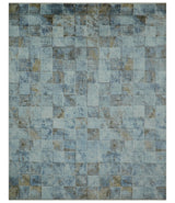 Modern Abstract Design Blue And Brown 8x10 Hand Knotted Wool Area Rug