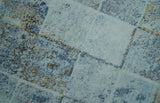 Modern Abstract Design Blue And Brown 8x10 Hand Knotted Wool Area Rug