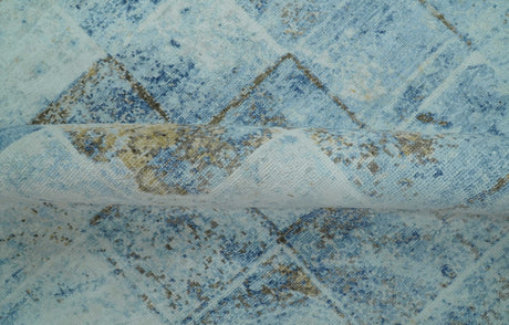 Modern Abstract Design Blue And Brown 8x10 Hand Knotted Wool Area Rug