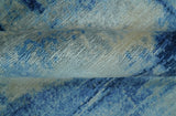 Modern Abstract Design Blue And Ivory Hand Knotted 6x9 Bamboo Silk Area Rug