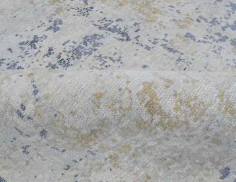 Modern Abstract Design Blue and Ivory Hand Loomed Art Silk Area Rug-Area Rug-Parc Decor