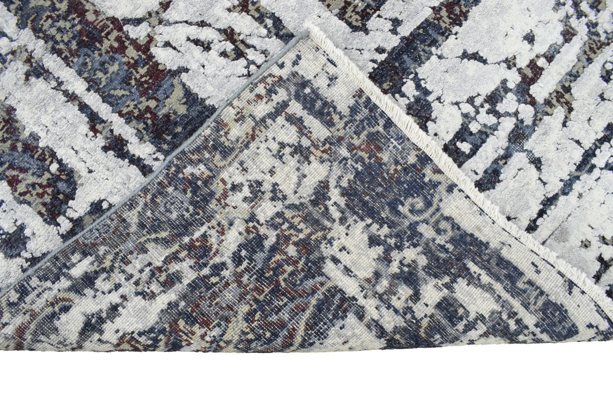 Modern Abstract Design Blue Hand Knotted 8x10 Wool Area Rug