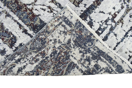 Modern Abstract Design Blue Hand Knotted 8x10 Wool Area Rug