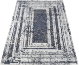 Modern Abstract Design Blue Hand Knotted 8x10 Wool Area Rug