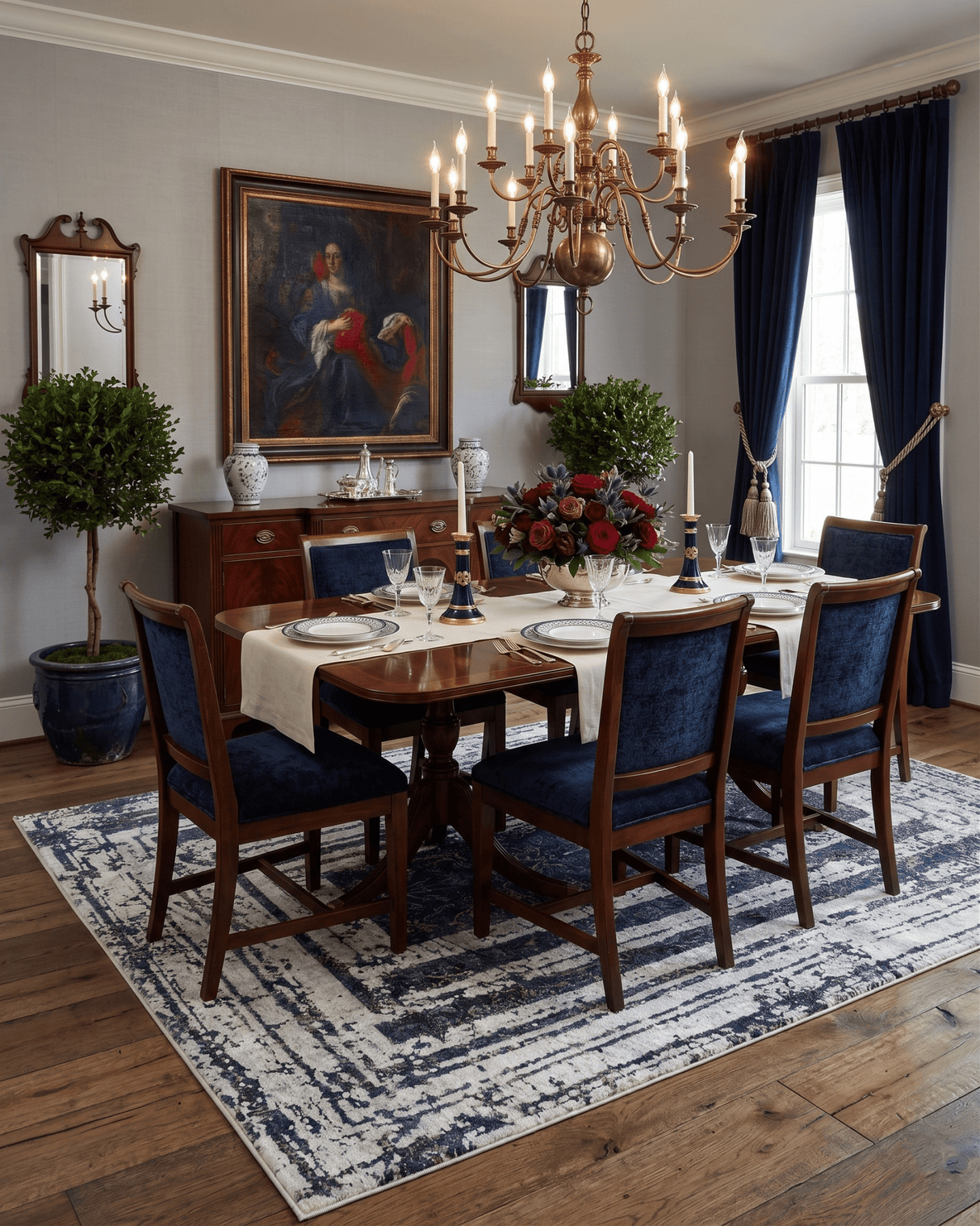 Modern Abstract Design Blue Hand Knotted 8x10 Wool Area Rug