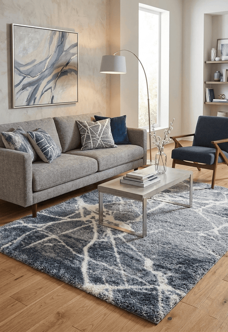 Modern Abstract Design Gray 5x7 Rug