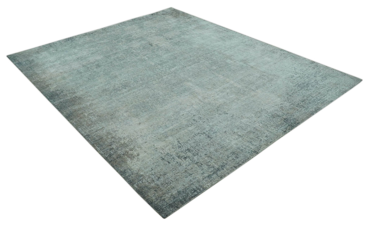 Modern Abstract Design Gray 8x10 Hand Knotted Art Silk Rug