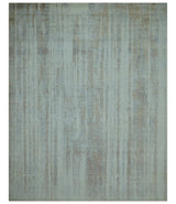 Modern Abstract Design Gray And Blue 8x10 Hand Knotted Bamboo Silk Area Rug