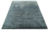 Modern Abstract Design Gray And Silver 9x11 Hand Knotted Bamboo Silk Area Rug