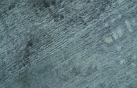 Modern Abstract Design Gray And Silver 9x11 Hand Knotted Bamboo Silk Area Rug