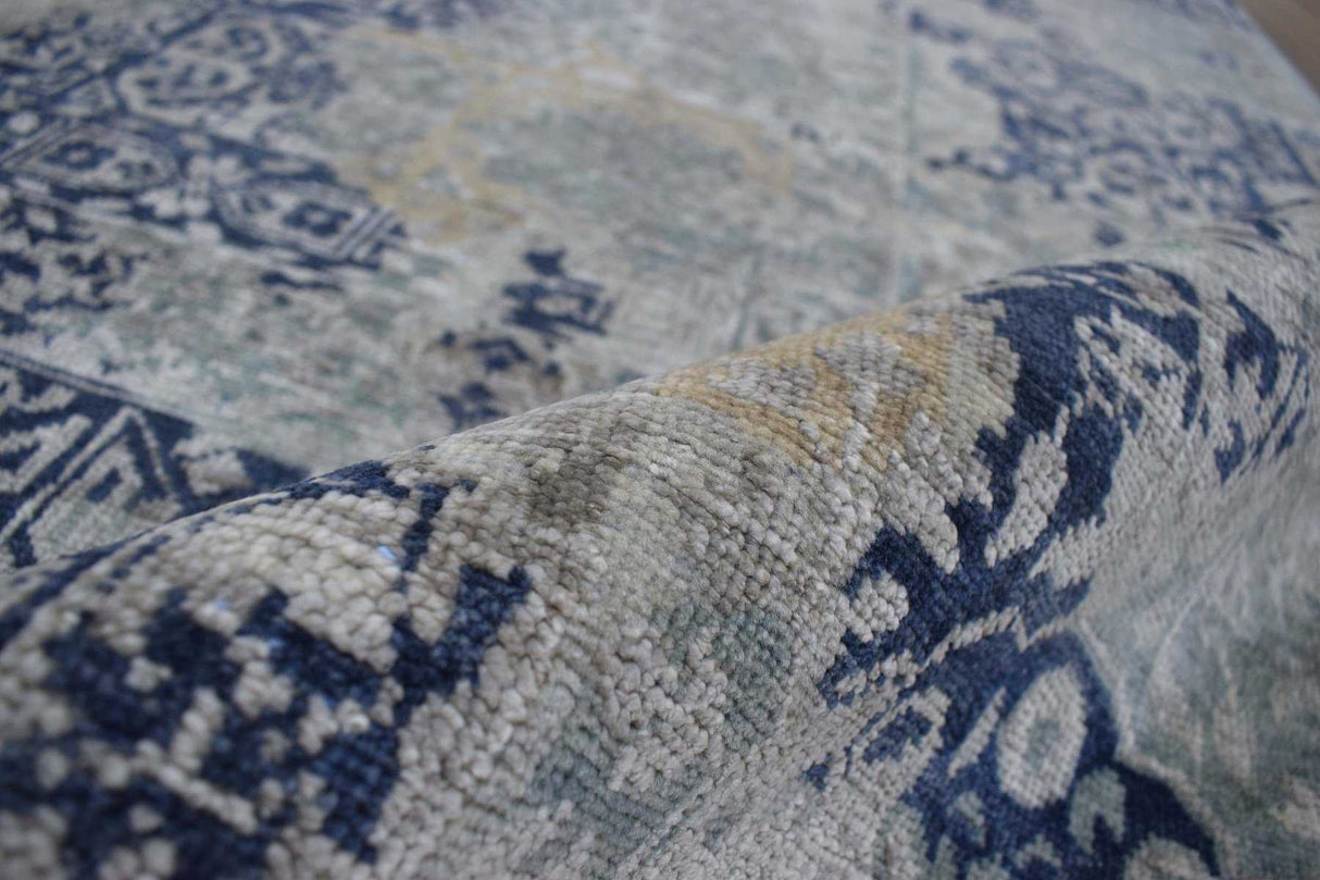 Modern Abstract Design Gray Wool And Bamboo Silk 8x10 Area Rug