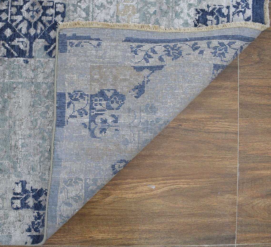 Modern Abstract Design Gray Wool And Bamboo Silk 8x10 Area Rug