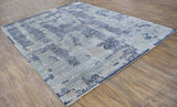 Modern Abstract Design Gray Wool And Bamboo Silk 8x10 Area Rug